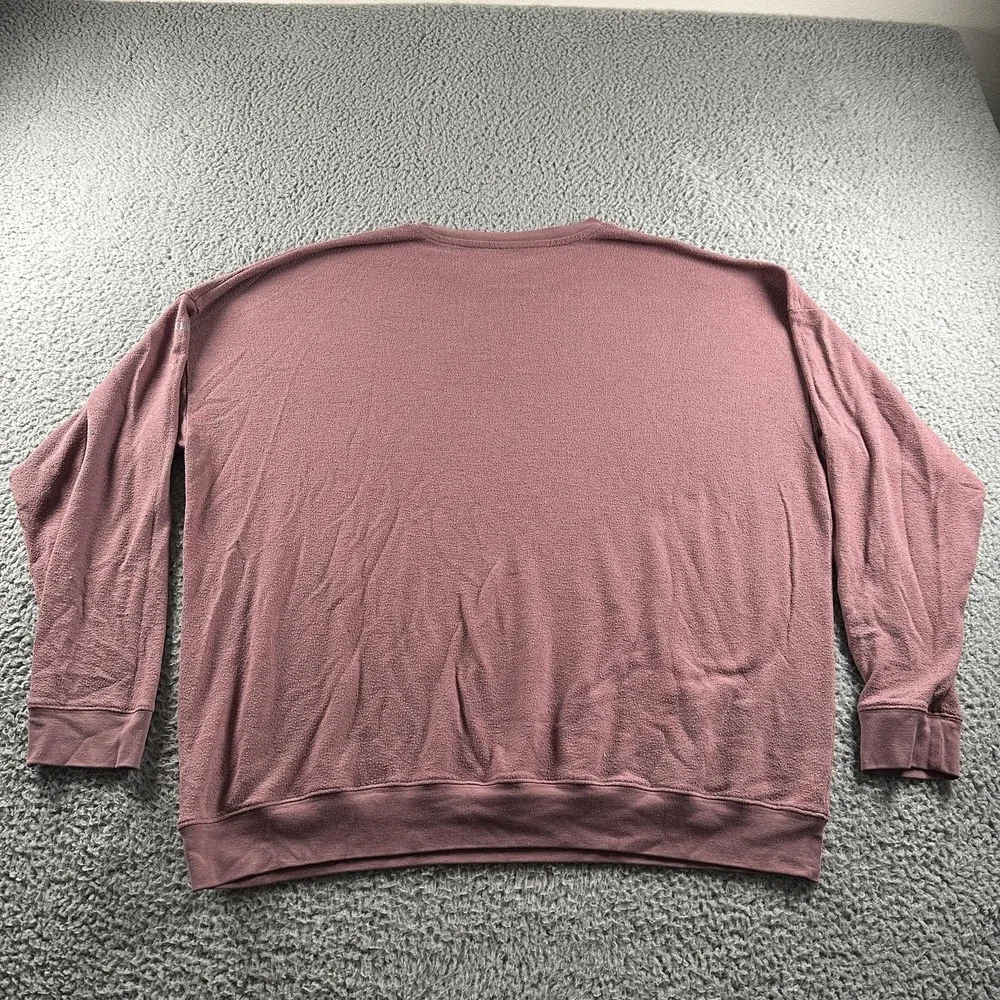 Alo Yoga Soho Sweatshirt Womens XL Pink Textured Crewneck Pullover Relaxed Logo